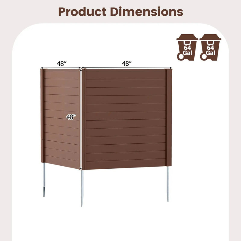 2 Panels 48 x 48 Inch Air Conditioner Trash Can Pool Equipment Enclosure-Brown by DirectDeals