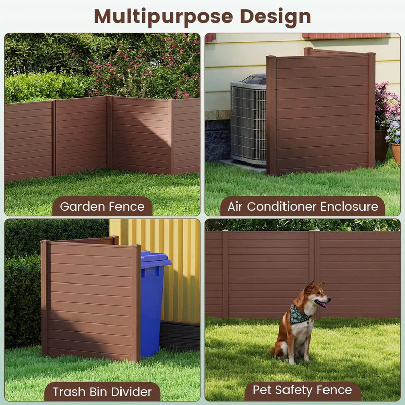 2 Panels 48 x 48 Inch Air Conditioner Trash Can Pool Equipment Enclosure-Brown by DirectDeals