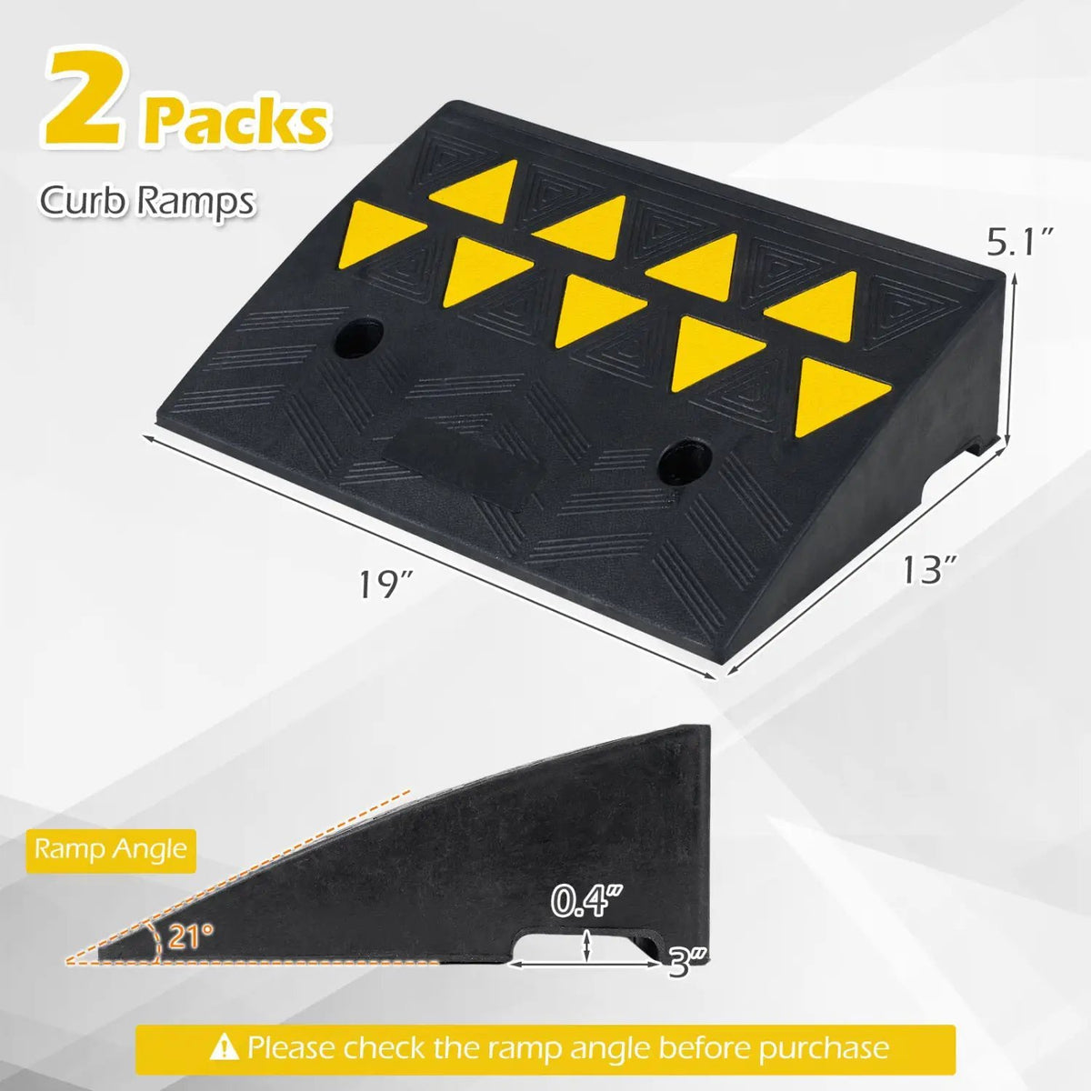 2 Pcs Driveway Threshold Ramps with 5/6 Inch Rise for Medium Trucks, photo 11 of 16