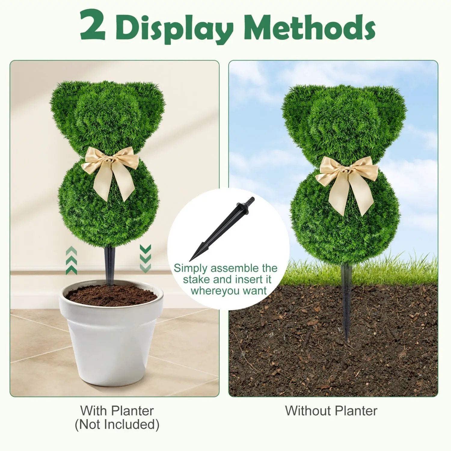 2 Pieces Teddy Bear Topiary Trees Sun by DirectDeals