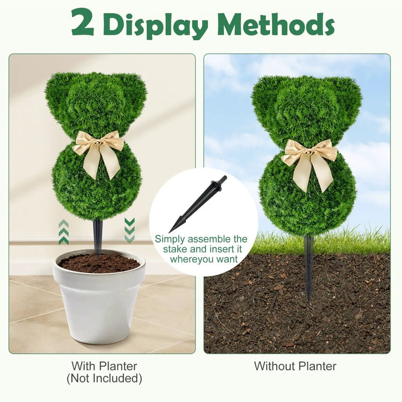 2 Pieces Teddy Bear Topiary Trees Sun by DirectDeals