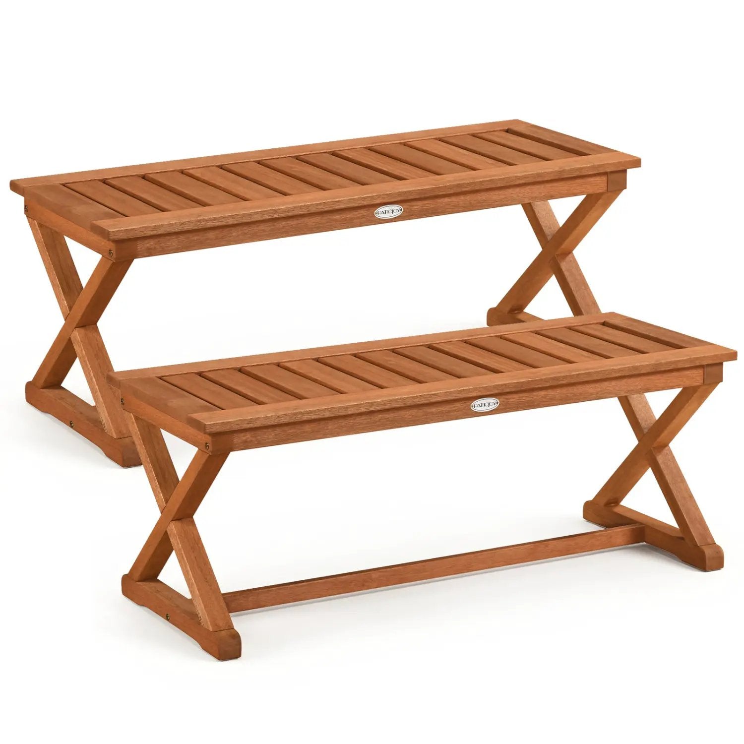 2-Person 44" Solid Wood Outdoor Bench with Slatted Seat for Patio Park Balcony by DirectDeals