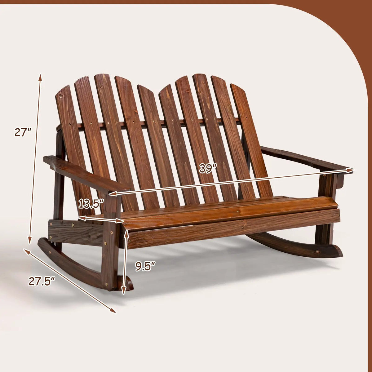 2 Person Adirondack Rocking Chair with Slatted seat, photo 4 of 7