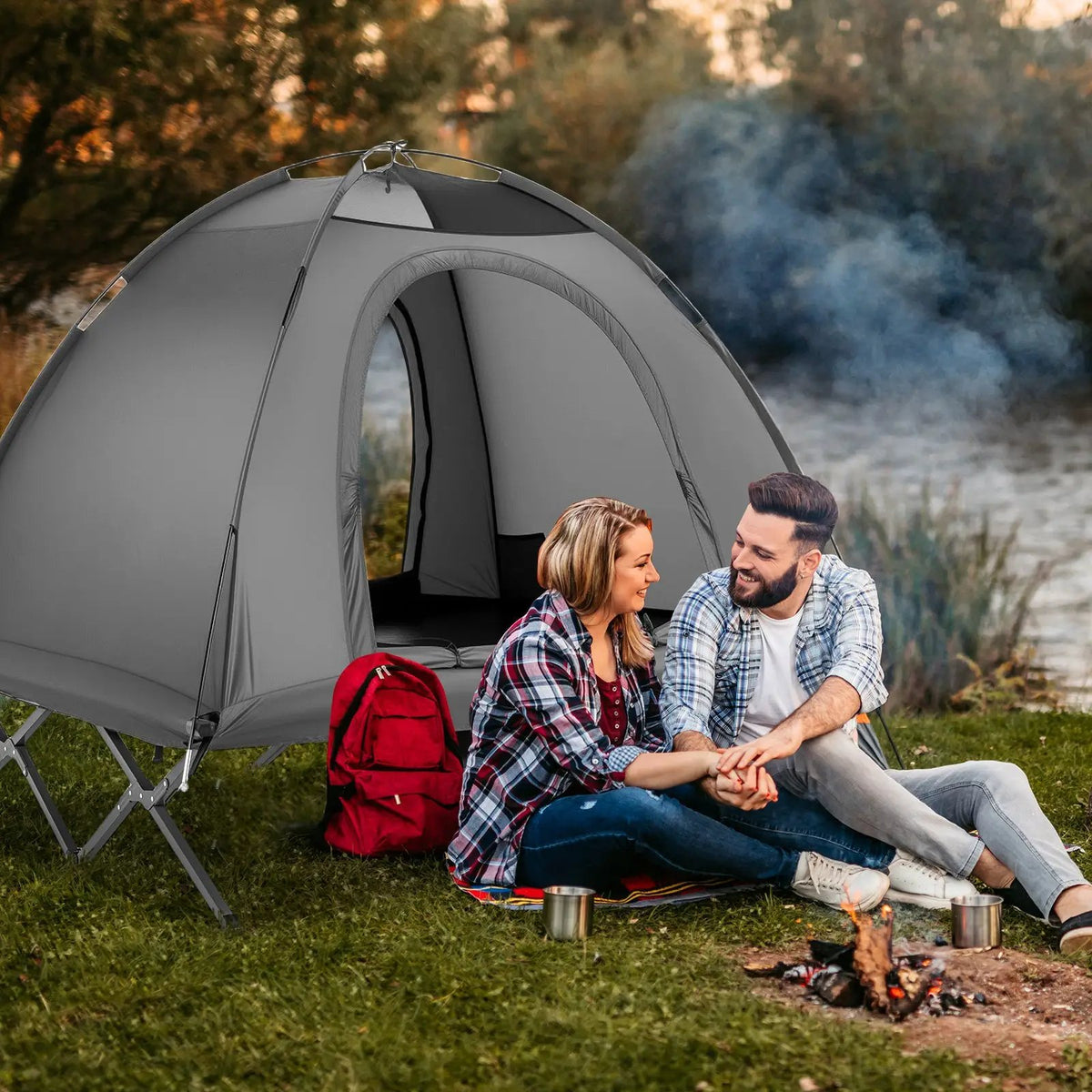 2-Person Camping Cot Tent Foldable Off-Ground Camping Combo for Adults, photo 4 of 16