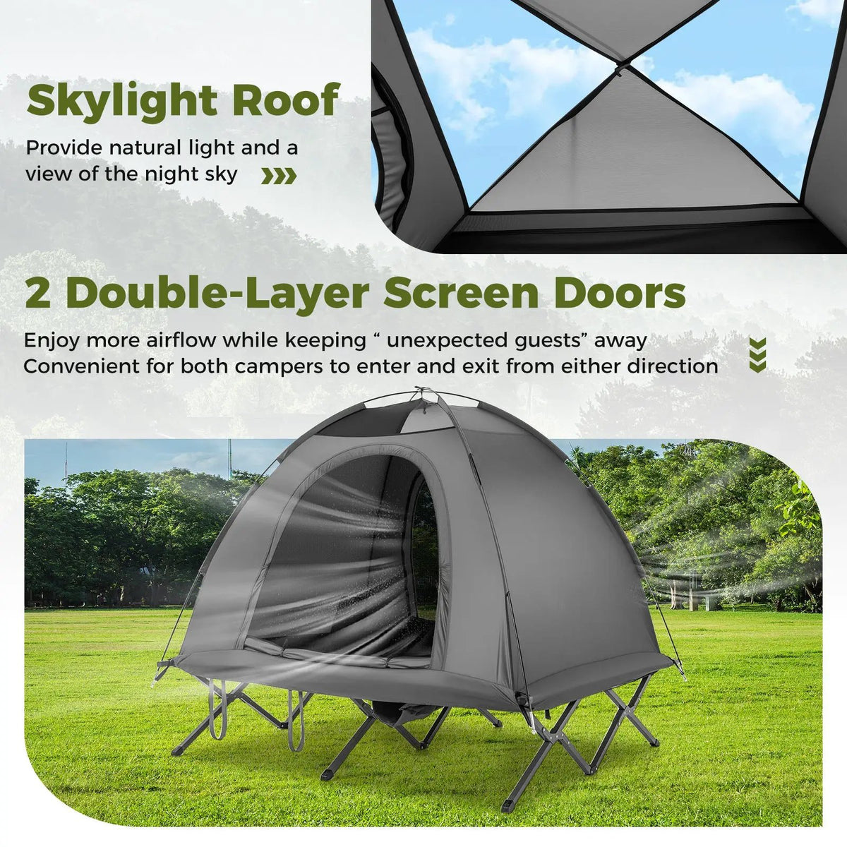 2-Person Camping Cot Tent Foldable Off-Ground Camping Combo for Adults, photo 14 of 16
