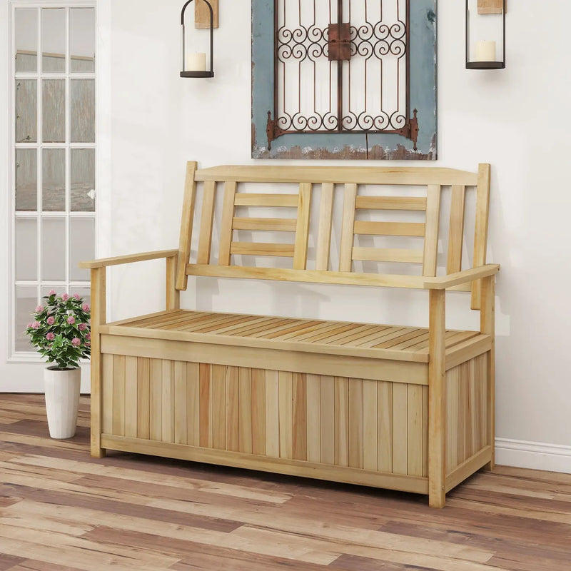 2-Person Storage Bench with 49 Gallon Capacity and Backrest by DirectDeals