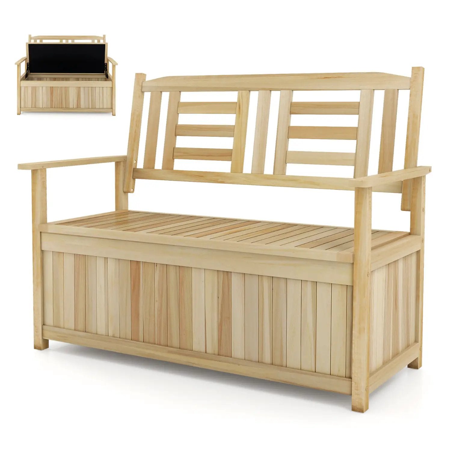 2-Person Storage Bench with 49 Gallon Capacity and Backrest by DirectDeals