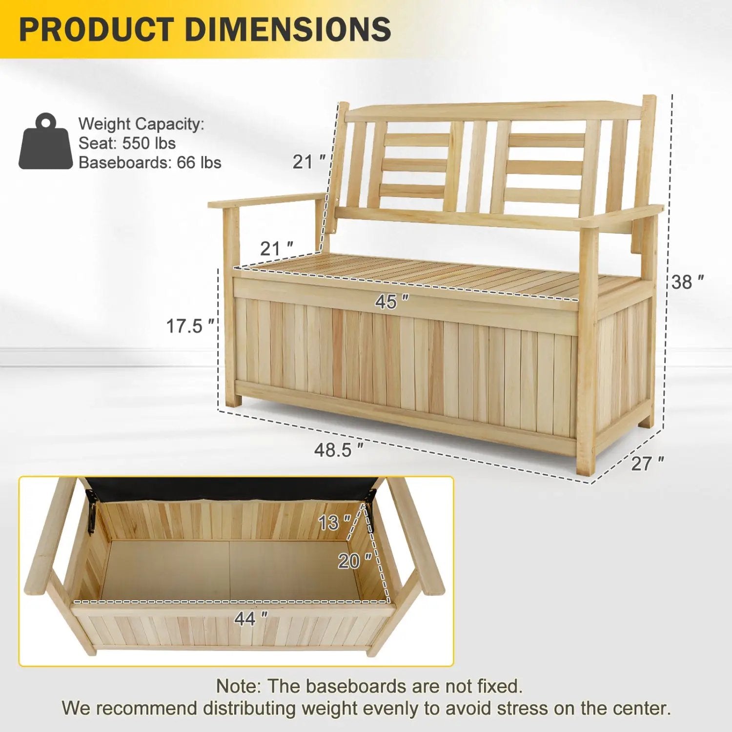 2-Person Storage Bench with 49 Gallon Capacity and Backrest by DirectDeals