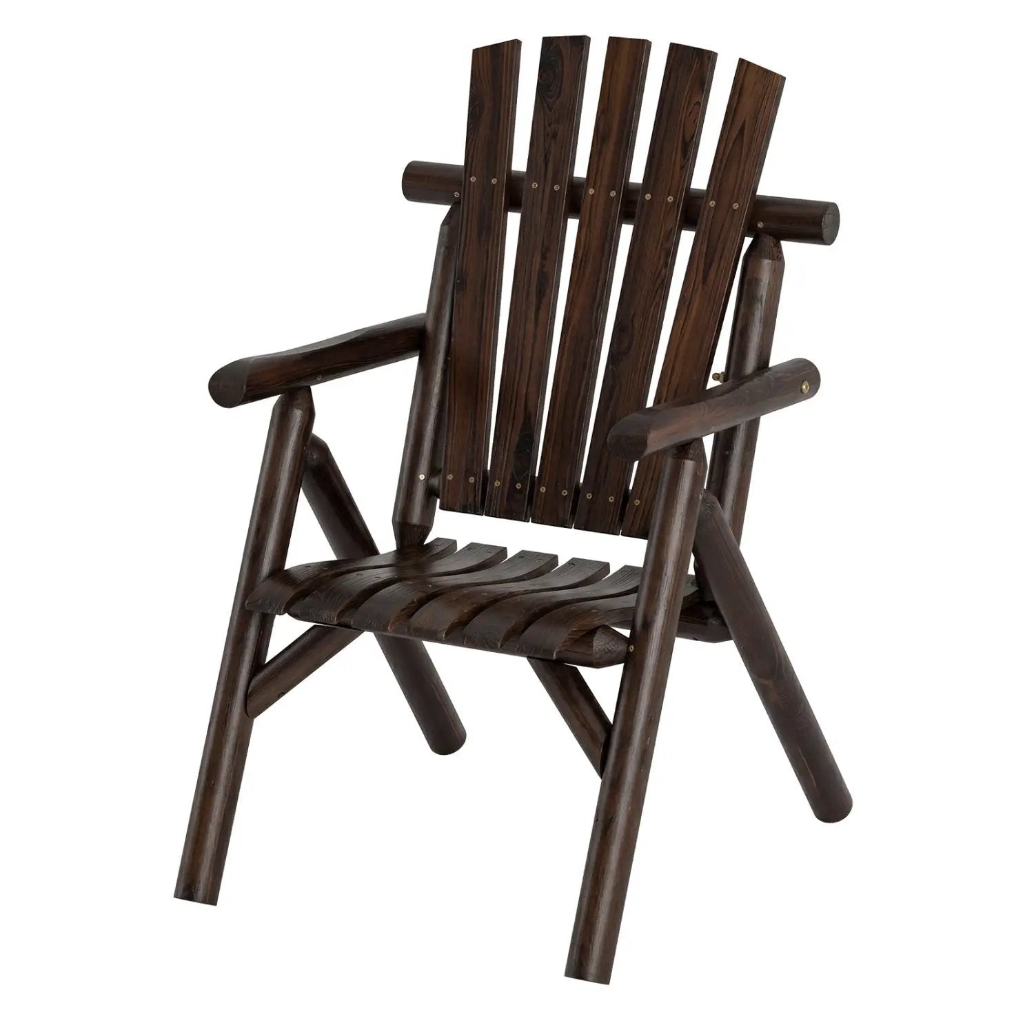 Solid Wood Patio Chair with Curved Seat and Slatted Backrest by DirectDeals