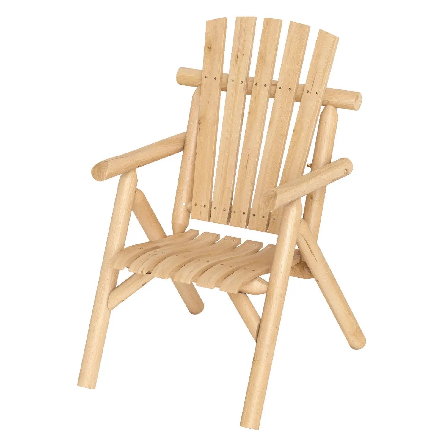 Solid Wood Patio Chair with Curved Seat and Slatted Backrest by DirectDeals