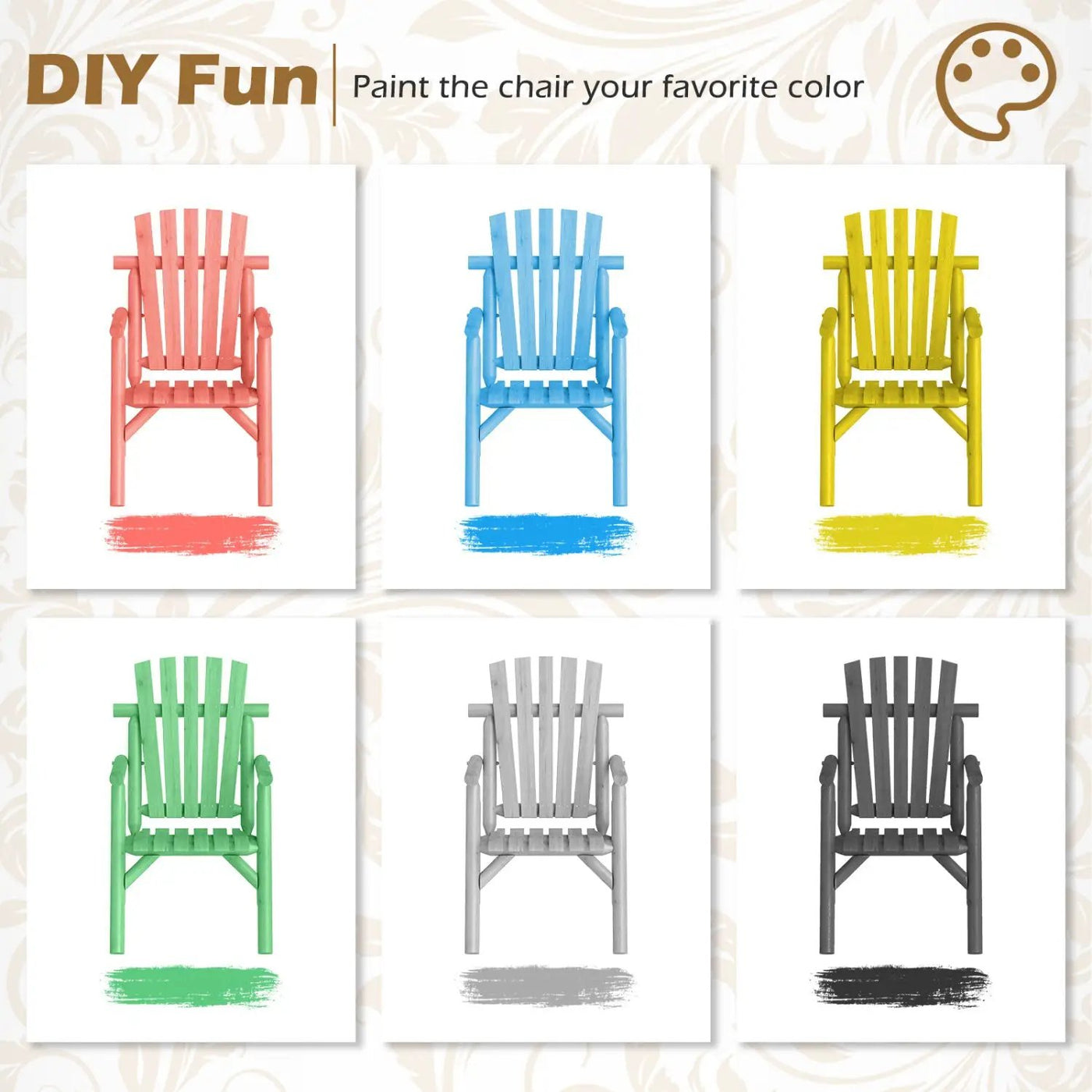 Solid Wood Patio Chair with Curved Seat and Slatted Backrest by DirectDeals