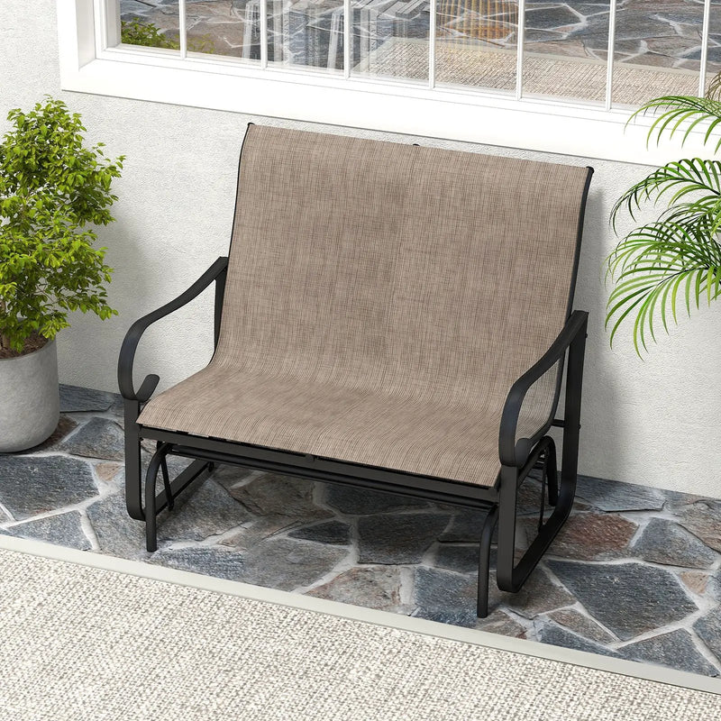 2-Person Outdoor Glider Bench with High Backrest-Brown by DirectDeals