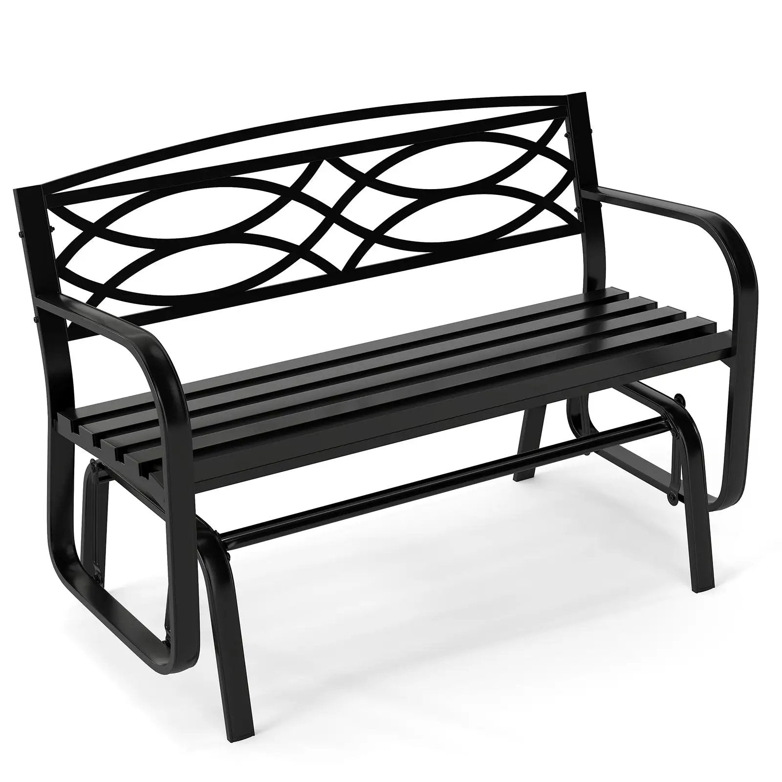 2-Person Outdoor Glider Bench with Metal Frame-Black by DirectDeals