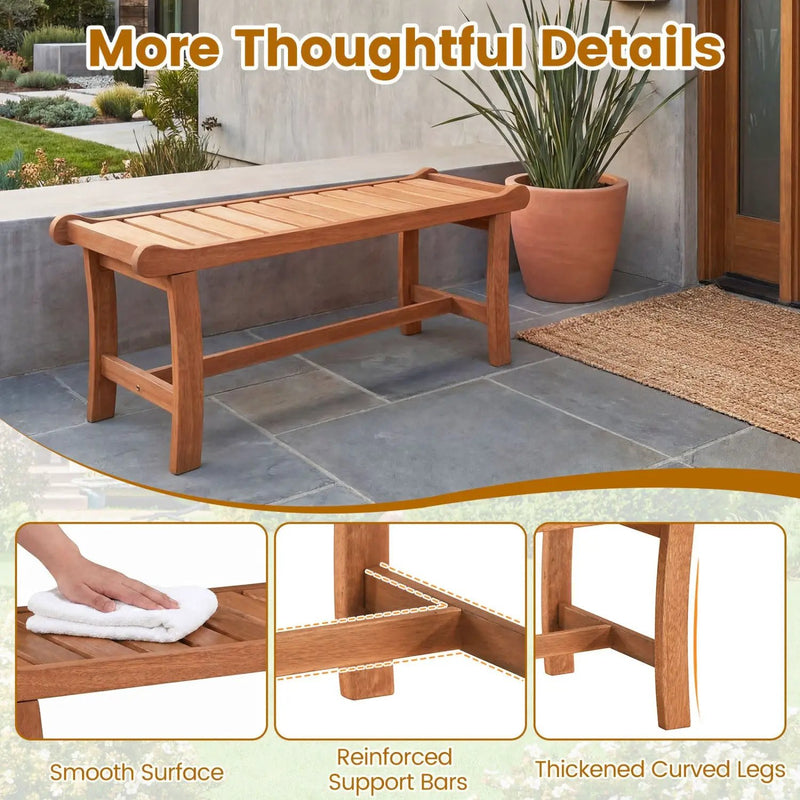 2-Person Outdoor Wood Bench with Slatted Seat - Set of 2 by DirectDeals