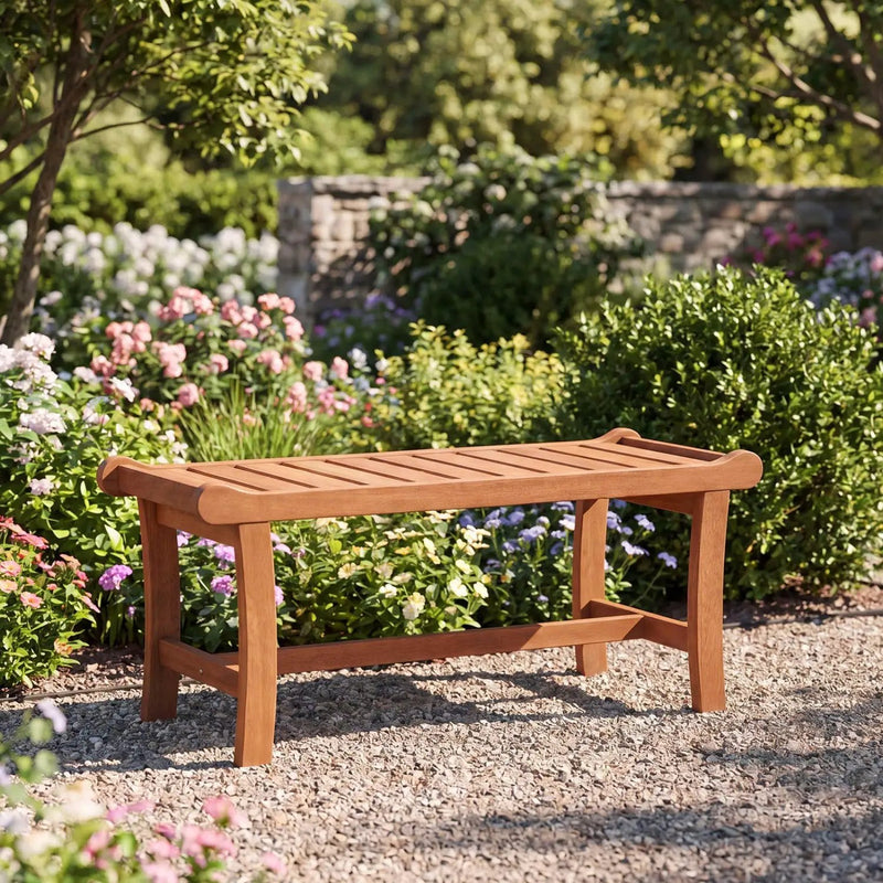 2-Person Outdoor Wood Bench with Slatted Seat - Set of 2 by DirectDeals