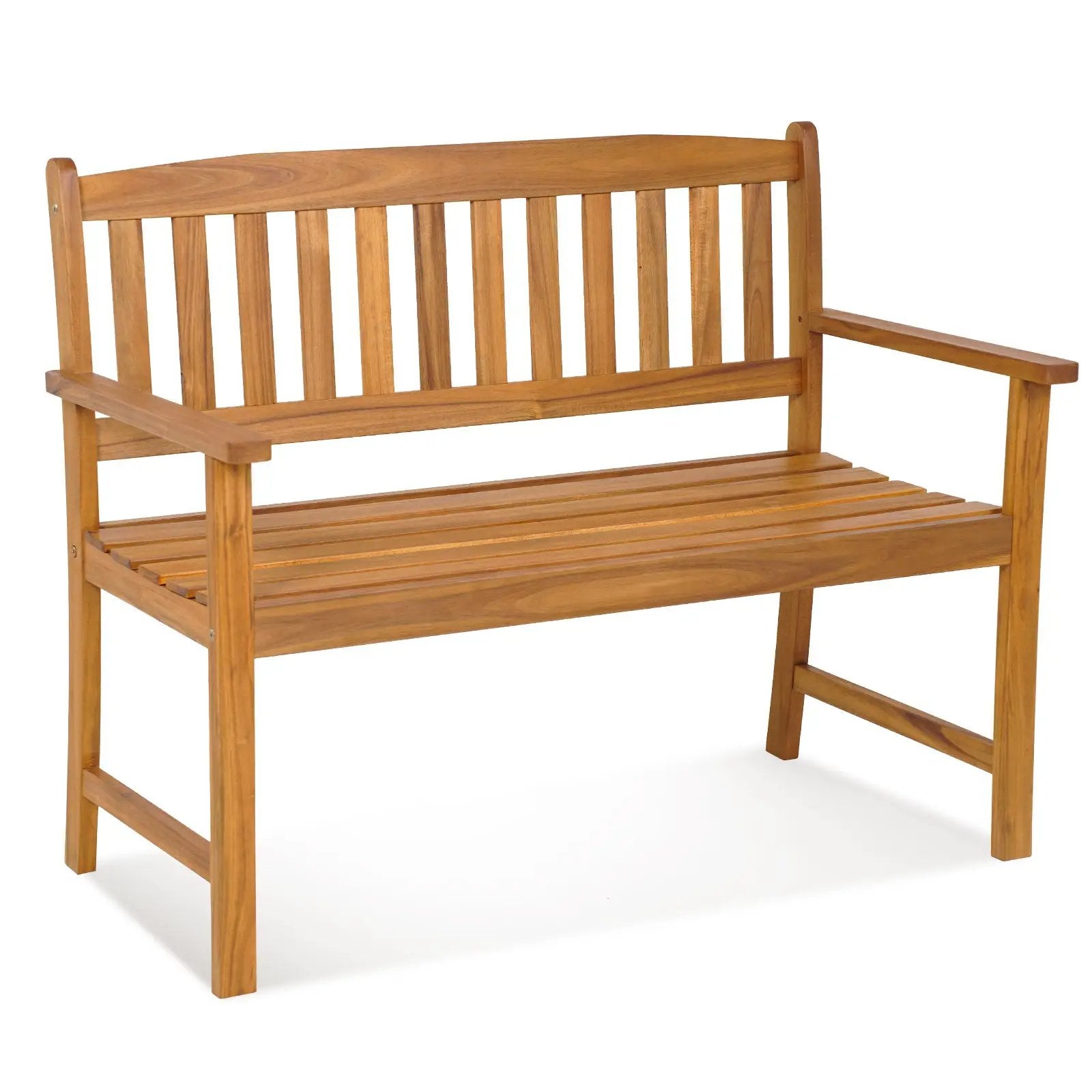 2-Person Patio Acacia Wood Bench with Backrest and Armrests by DirectDeals