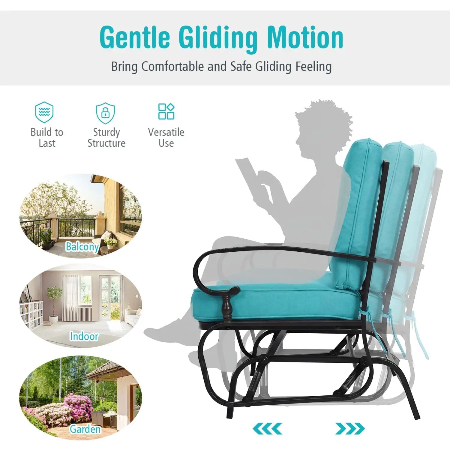 2-Seat Outdoor Swing Glider Chair with Cushions by DirectDeals
