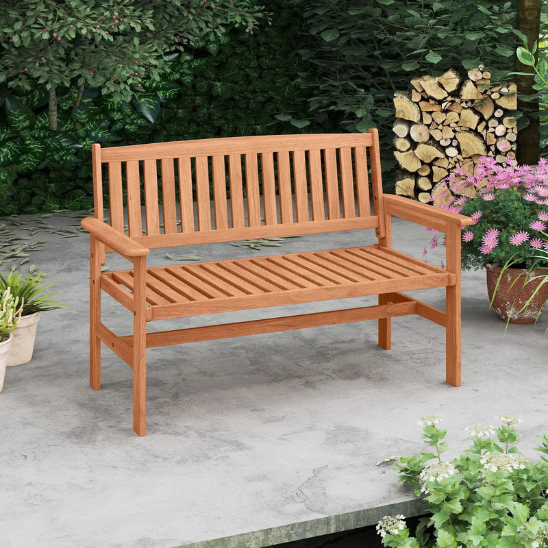 2-Person Patio Loveseat with Slatted Backrest and Comfortable Armrests by DirectDeals
