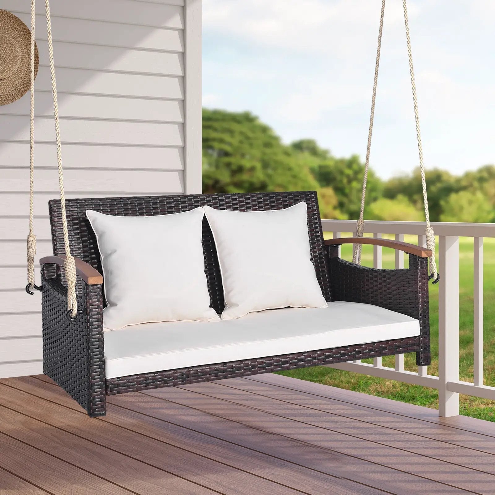 2-Person Patio Rattan Porch Swing by DirectDeals