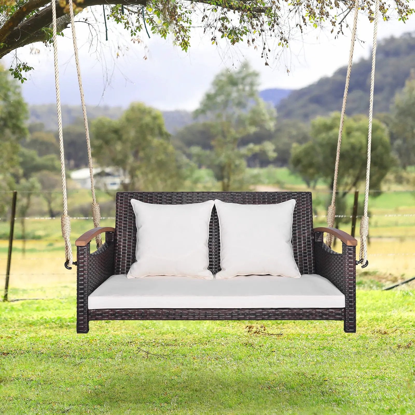 2-Person Patio Rattan Porch Swing by DirectDeals