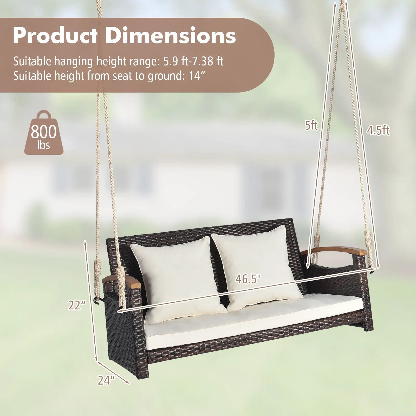 2-Person Patio Rattan Porch Swing by DirectDeals