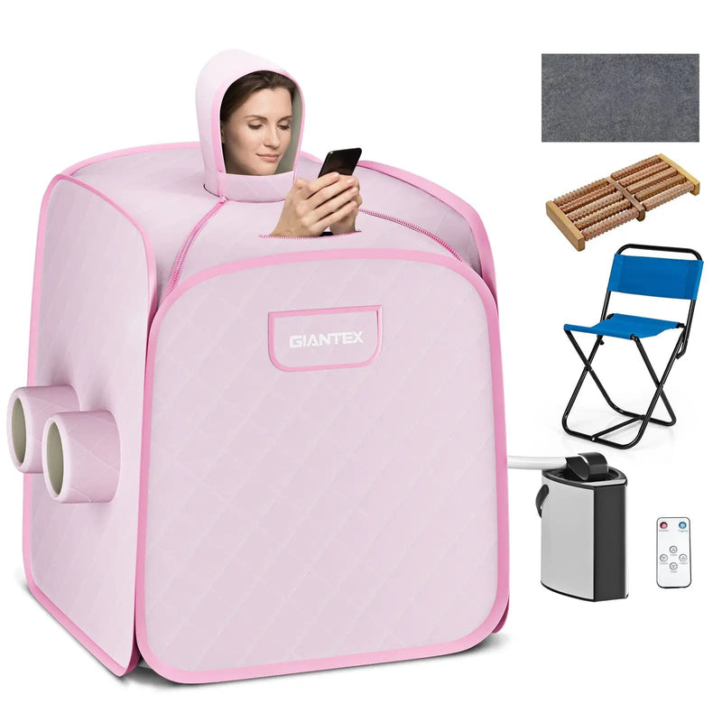 800W 2 Person Portable Steam Sauna Tent SPA with Hat Side Holes 3L Steamer by DirectDeals