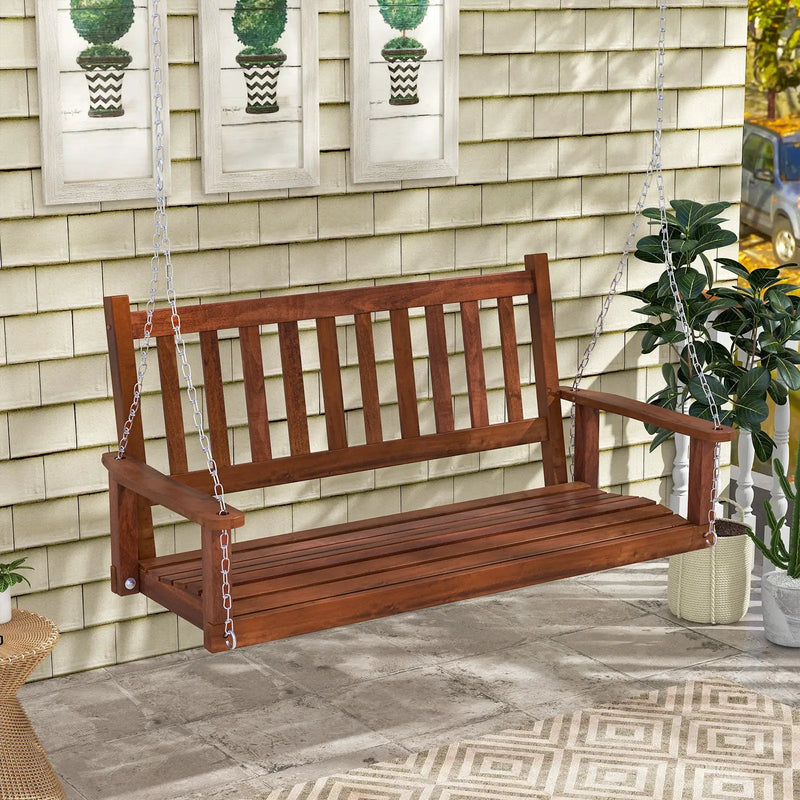 2-Person Wooden Outdoor Porch Swing with 500 lbs Weight Capacity by DirectDeals