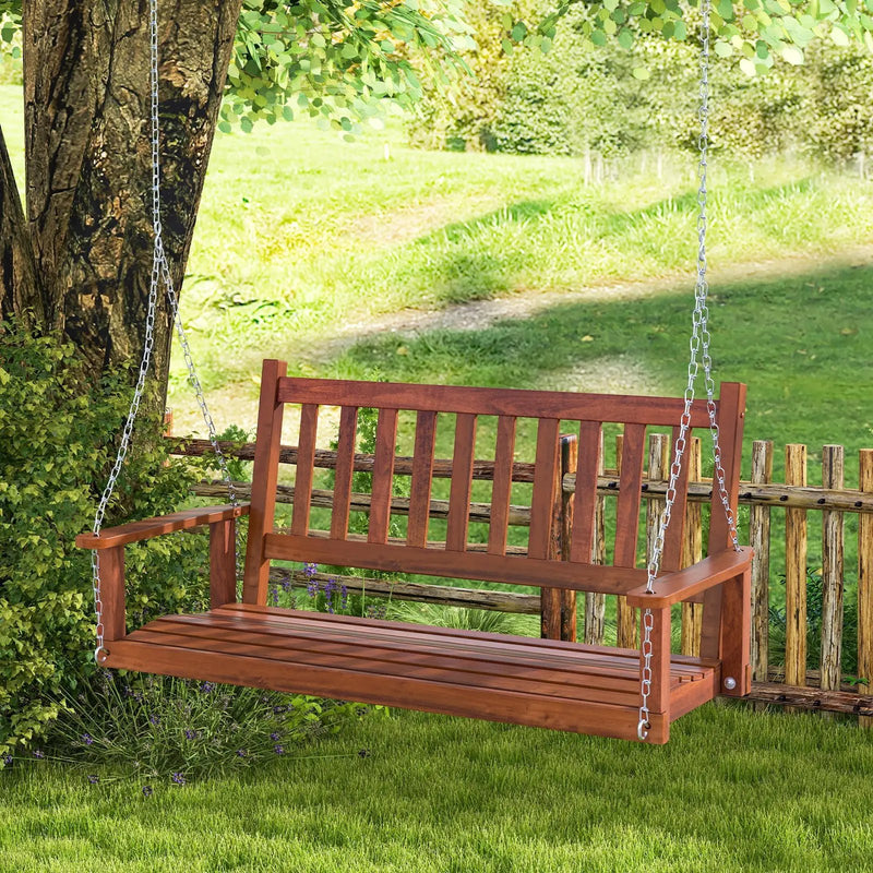 2-Person Wooden Outdoor Porch Swing with 500 lbs Weight Capacity by DirectDeals
