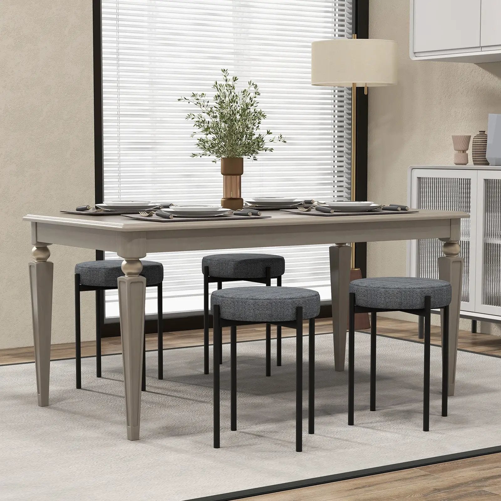 Bar Stools Set of 4 Upholstered Kitchen Stools with Foot Pads by DirectDeals