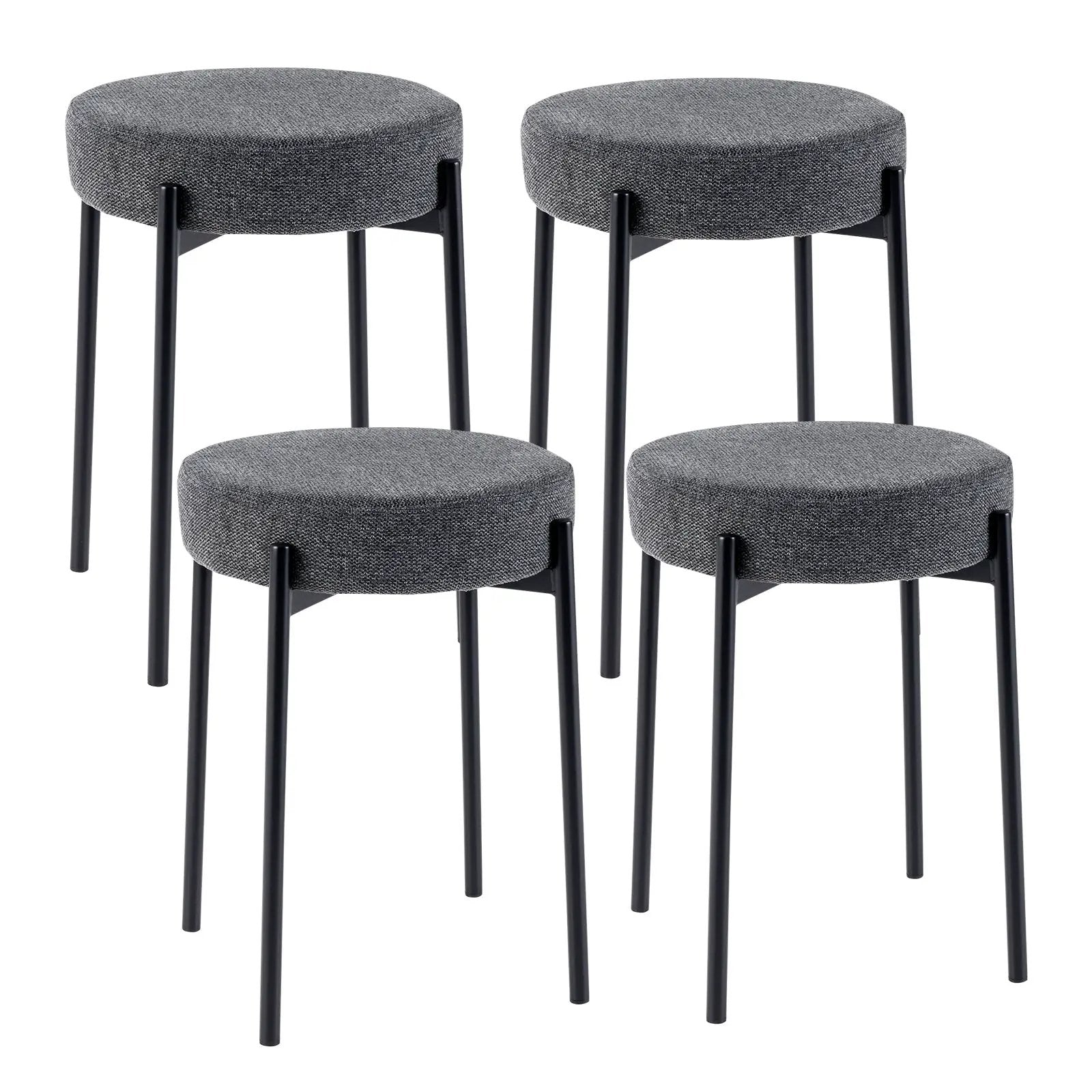 Bar Stools Set of 4 Upholstered Kitchen Stools with Foot Pads by DirectDeals