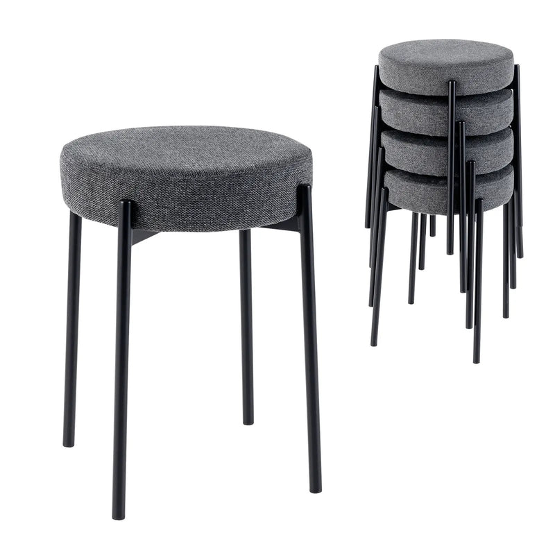 Bar Stools Set of 4 Upholstered Kitchen Stools with Foot Pads by DirectDeals