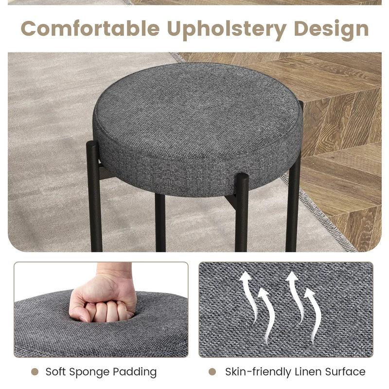 Bar Stools Set of 4 Upholstered Kitchen Stools with Foot Pads by DirectDeals