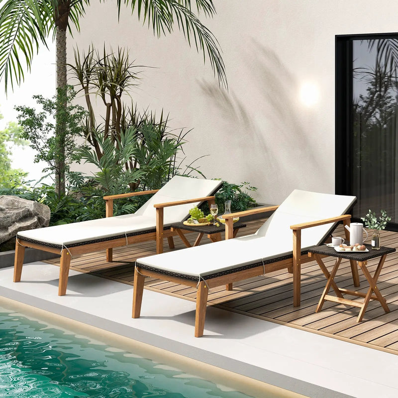 2 Piece Outdoor Chaise Lounge Chair Set Rattan Patio Chaise with Armrests by DirectDeals