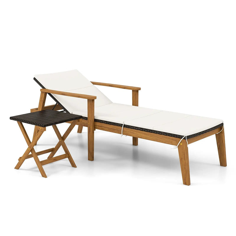 2 Piece Outdoor Chaise Lounge Chair Set Rattan Patio Chaise with Armrests by DirectDeals
