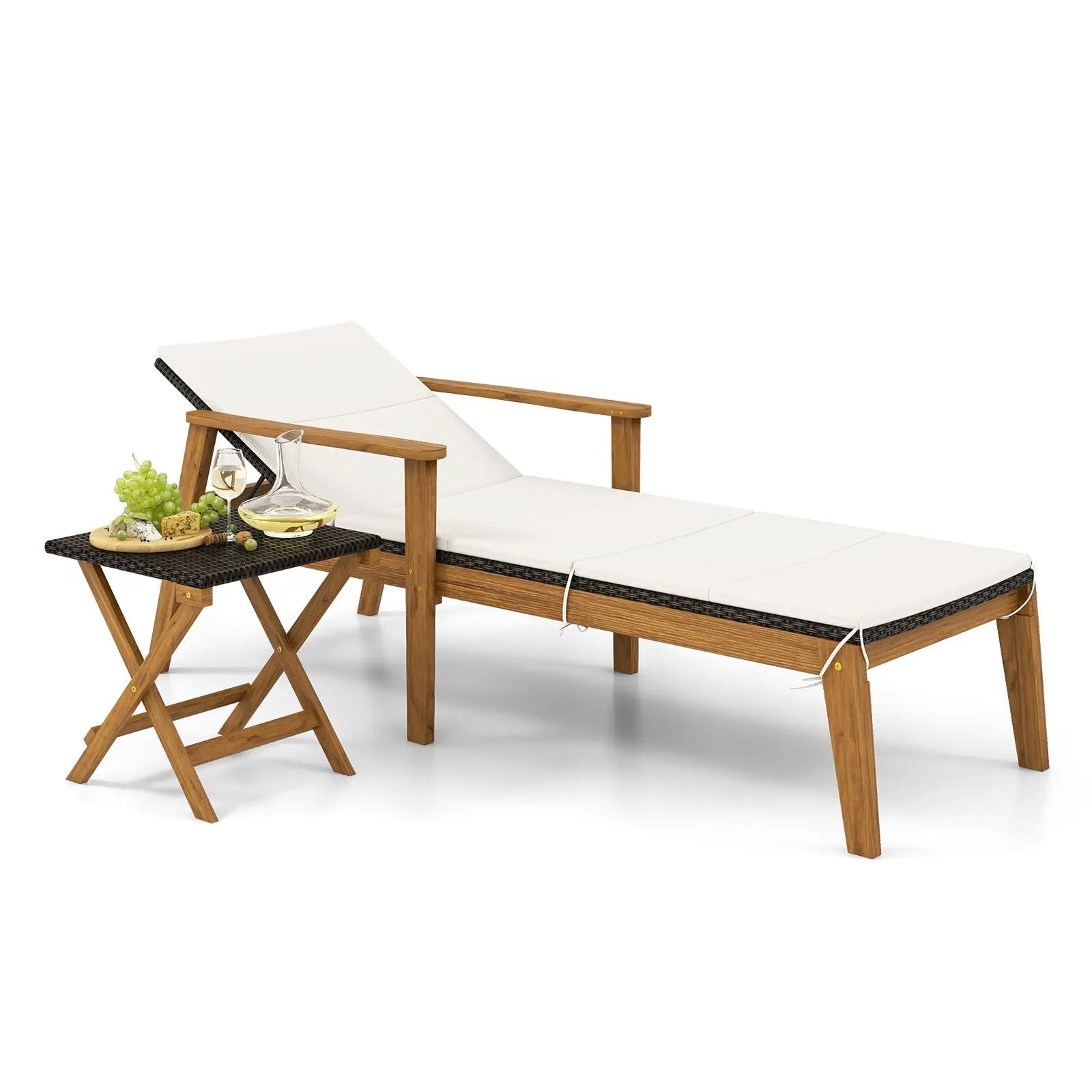 2 Piece Outdoor Chaise Lounge Chair Set Rattan Patio Chaise with Armrests by DirectDeals
