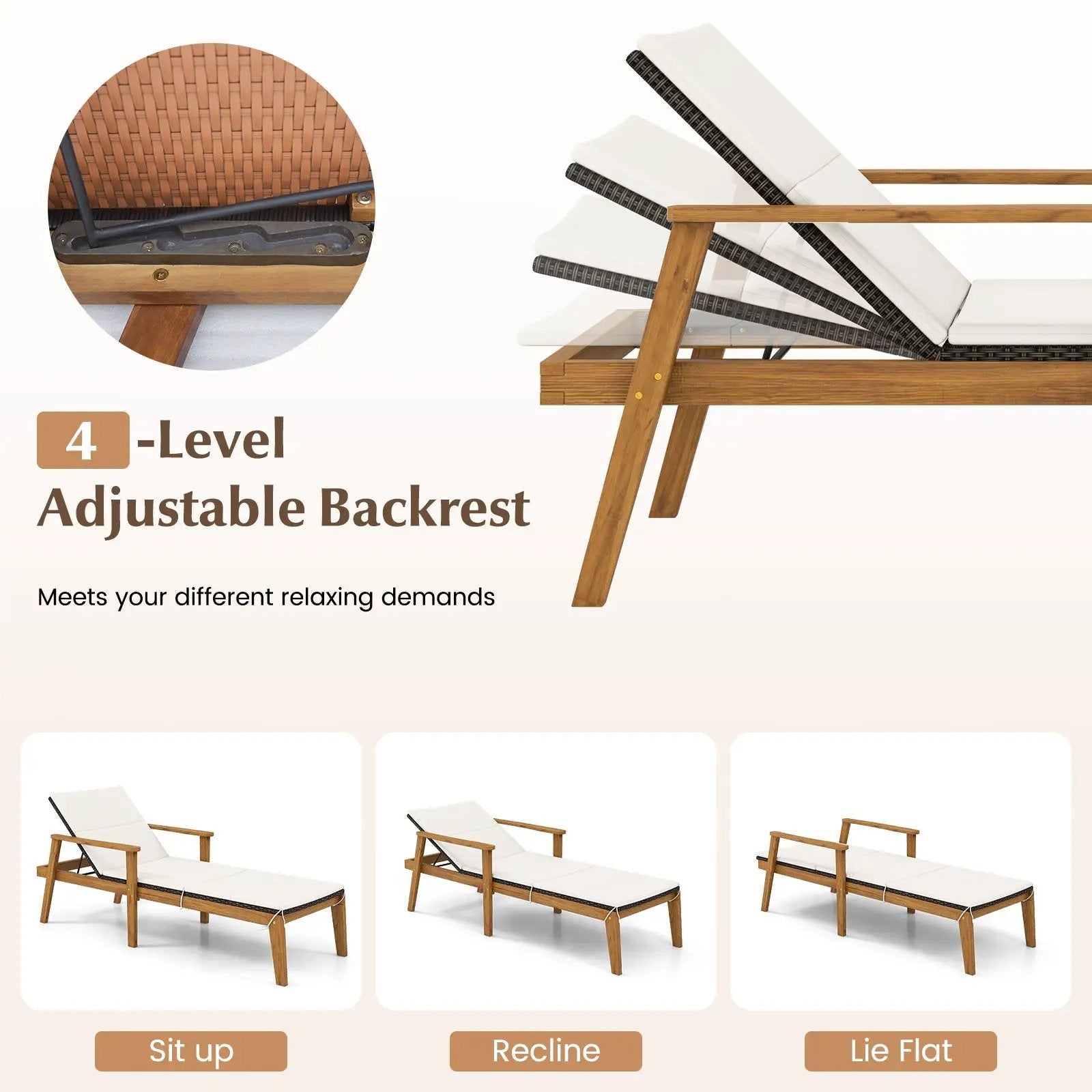 2 Piece Outdoor Chaise Lounge Chair Set Rattan Patio Chaise with Armrests by DirectDeals
