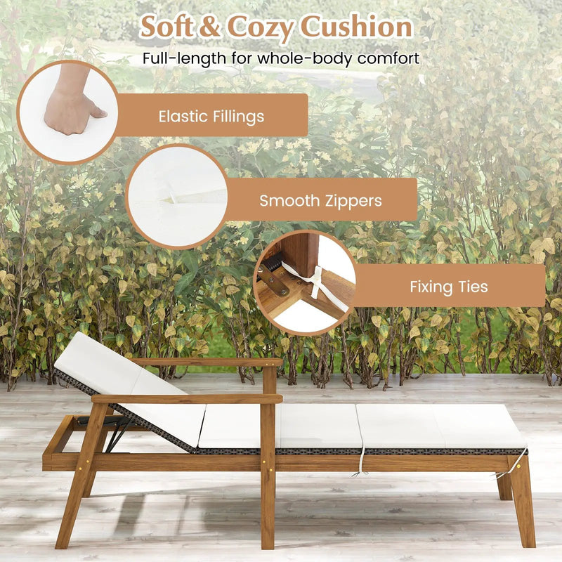 2 Piece Outdoor Chaise Lounge Chair Set Rattan Patio Chaise with Armrests by DirectDeals