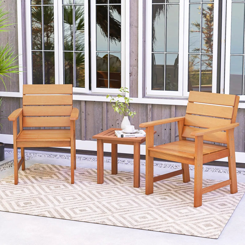 2 Piece Patio Hardwood Chair with Slatted Seat and Inclined Backrest by DirectDeals