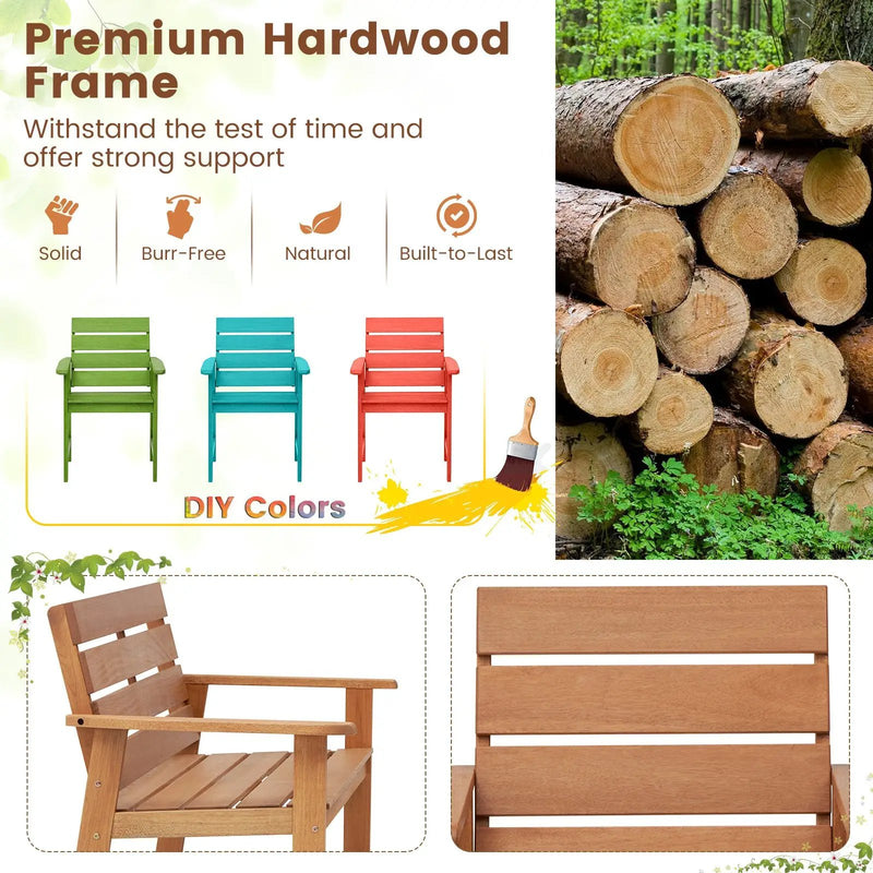 2 Piece Patio Hardwood Chair with Slatted Seat and Inclined Backrest by DirectDeals