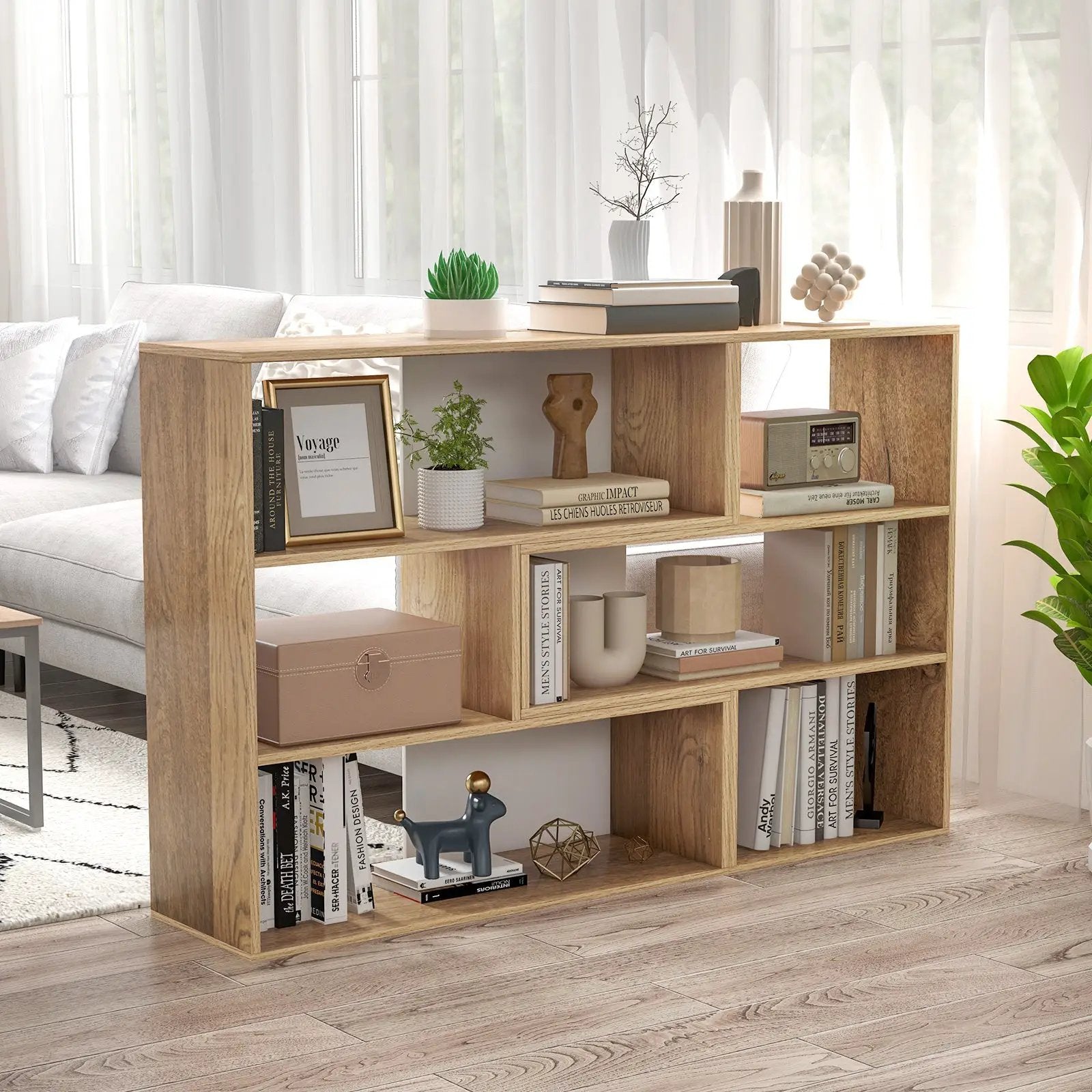 2-Piece Separable Bookshelf Floor Standing Corner Display Storage by DirectDeals