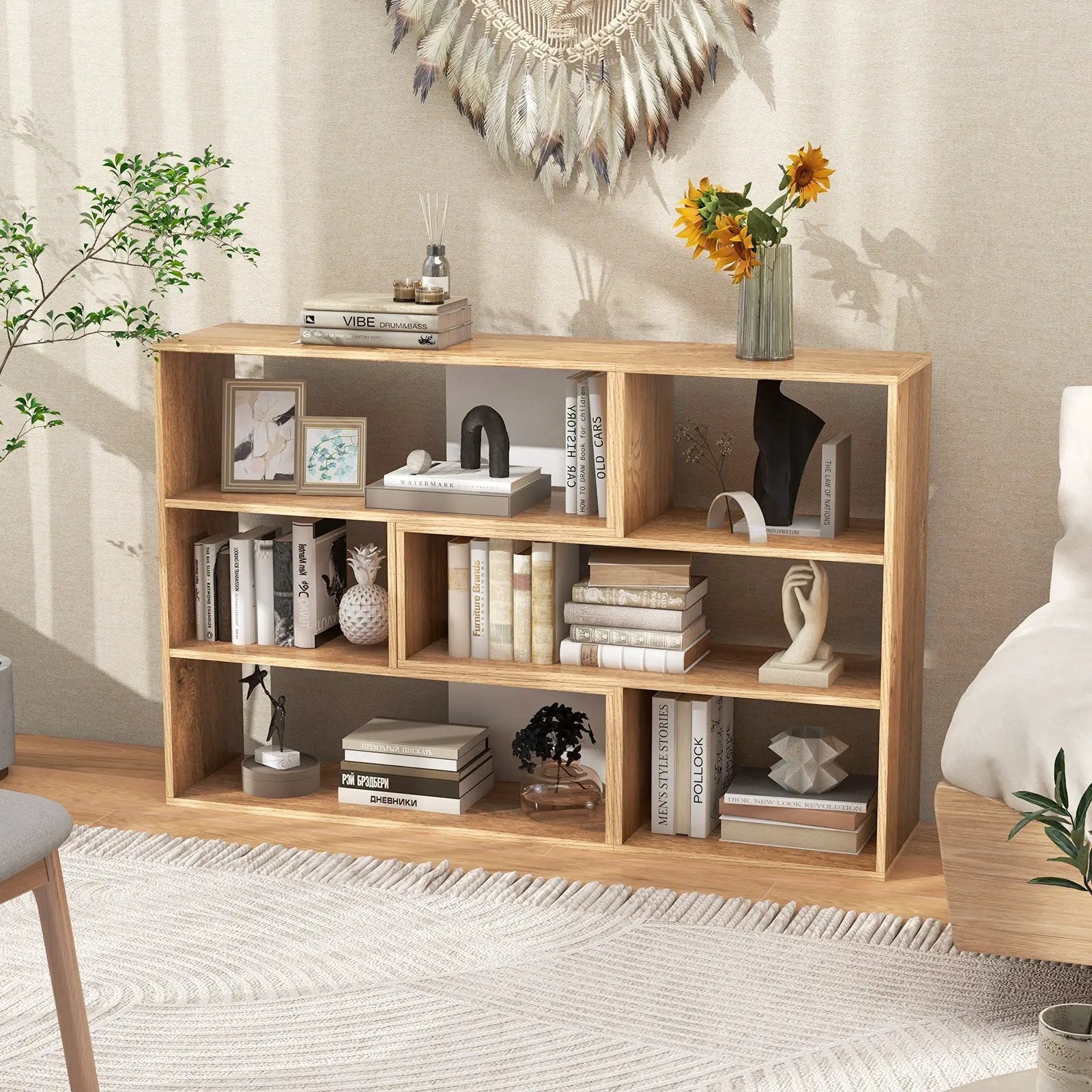 2-Piece Separable Bookshelf Floor Standing Corner Display Storage by DirectDeals