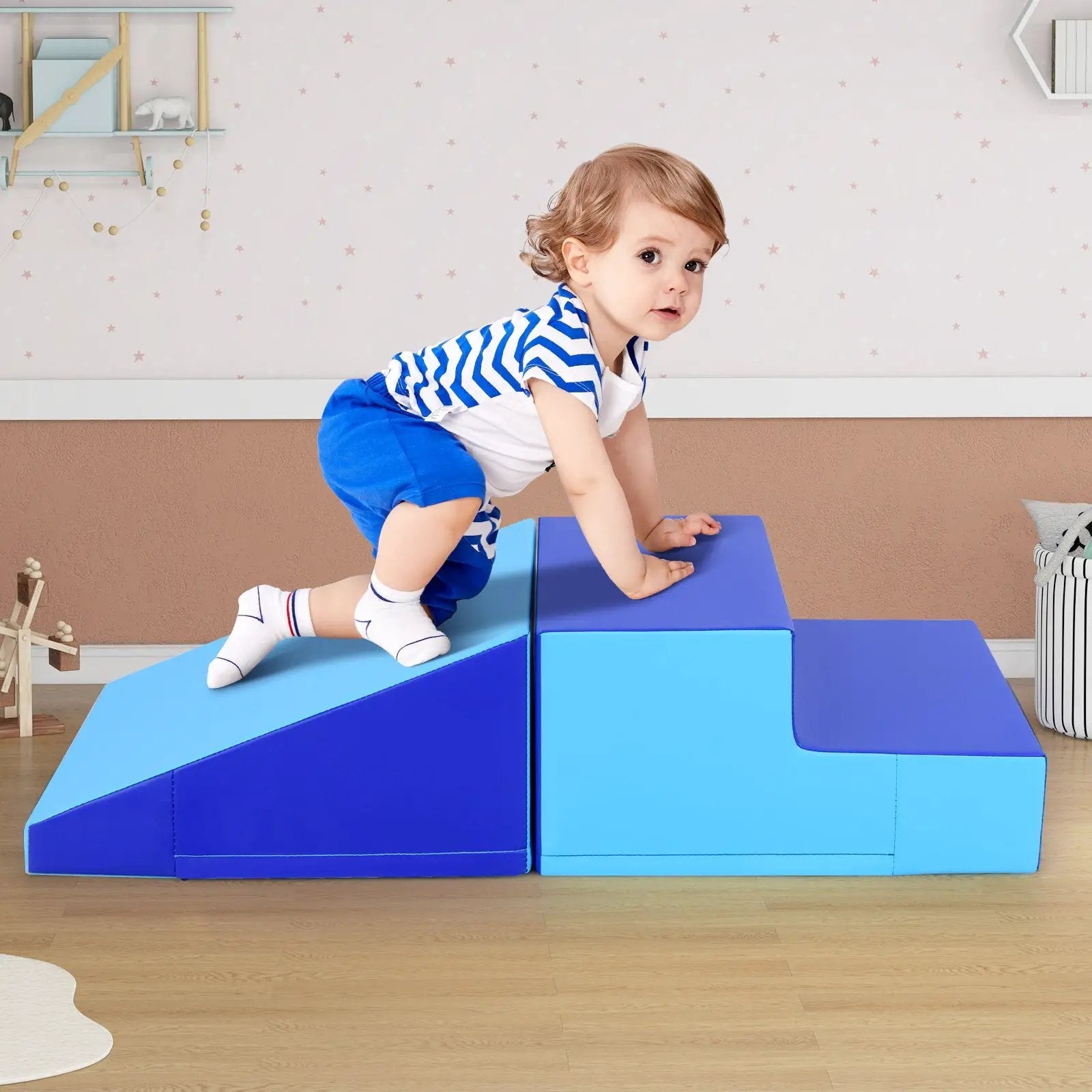 2-Piece Step and Slide Climber for Infants and Toddlers Baby Soft Play Set by DirectDeals