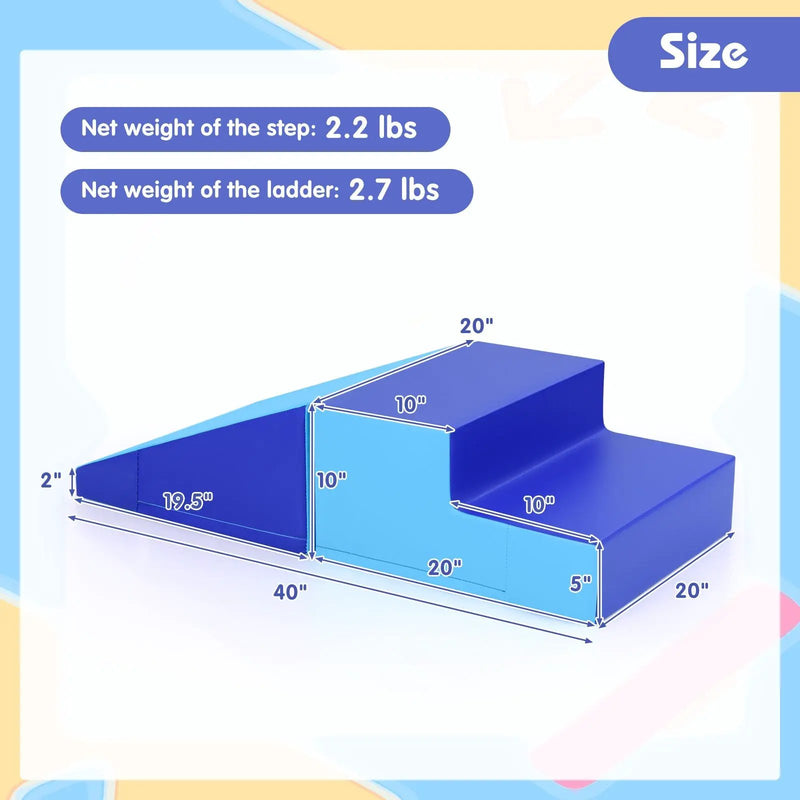 2-Piece Step and Slide Climber for Infants and Toddlers Baby Soft Play Set by DirectDeals
