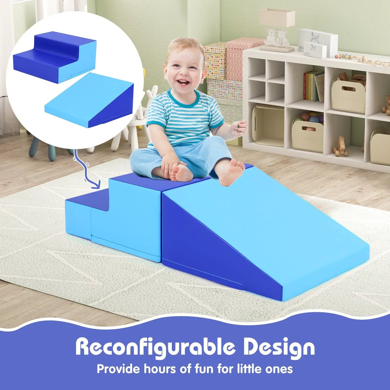2-Piece Step and Slide Climber for Infants and Toddlers Baby Soft Play Set by DirectDeals