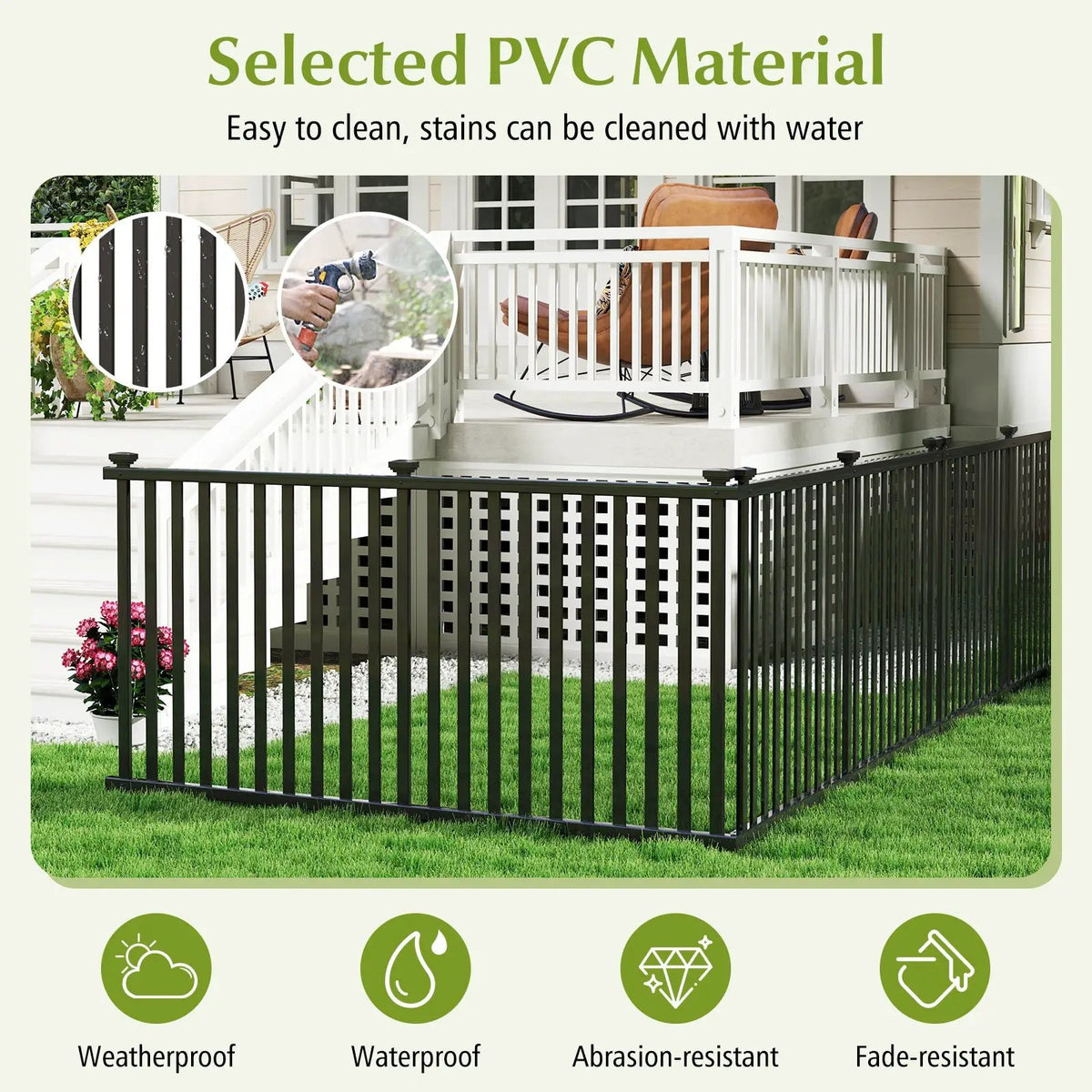 2 Piece 80 x 51 Inch Vinyl Picket Fence for Garden, photo 6 of 9