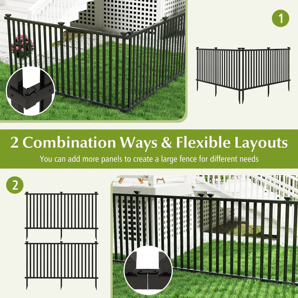 2 Piece 80 x 51 Inch Vinyl Picket Fence for Garden, photo 8 of 9