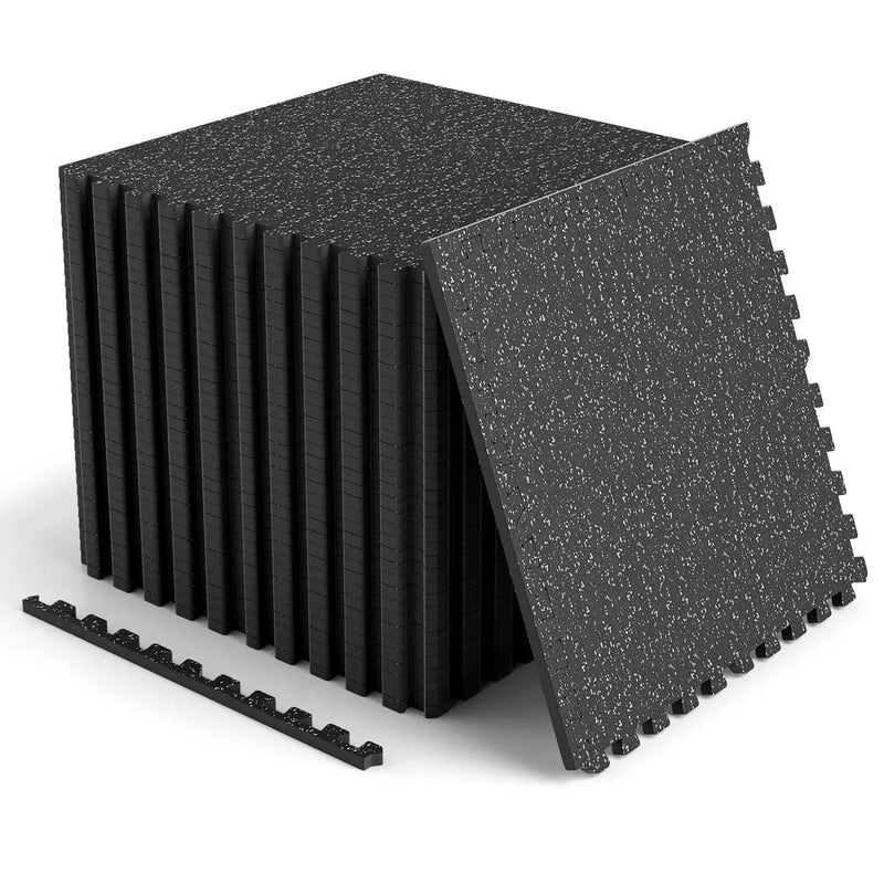 Interlocking Rubber Gym Floor Mats 48 Sq Ft with Borders by DirectDeals