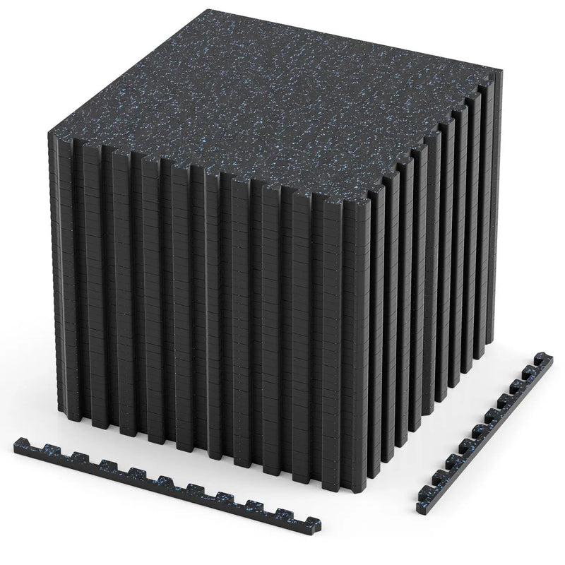 Interlocking Rubber Gym Floor Mats 140 Sq Ft with Borders by DirectDeals