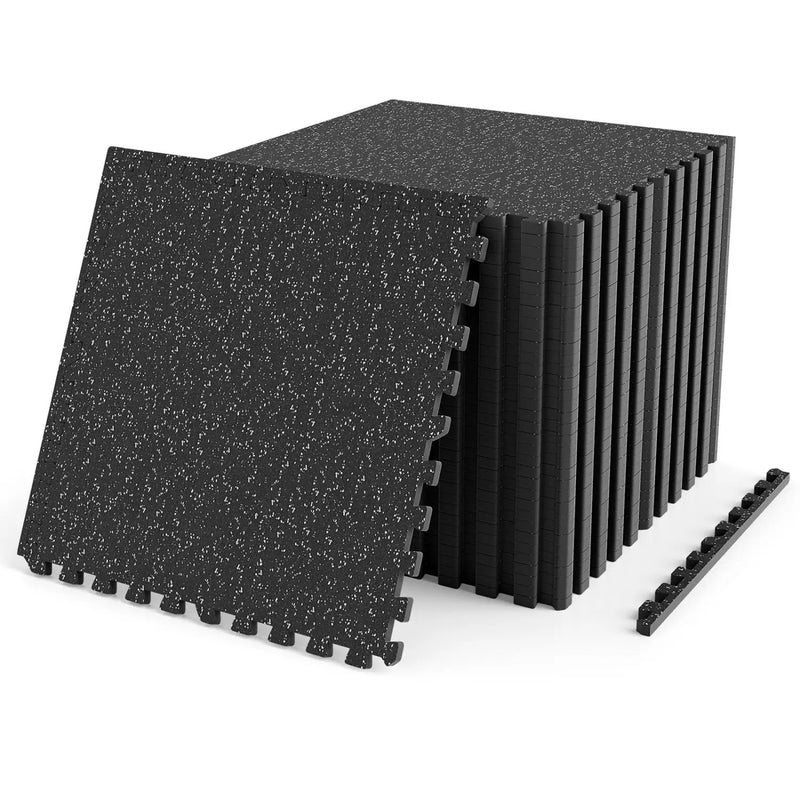 Interlocking Rubber Gym Floor Mats 140 Sq Ft with Borders by DirectDeals