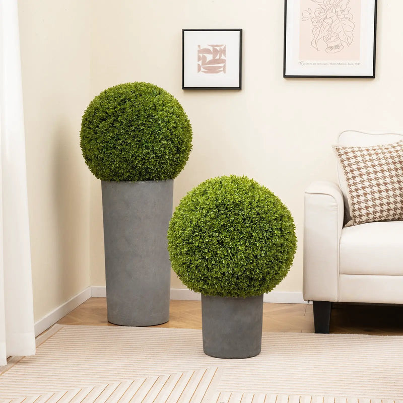 2 Pieces 20 Inches Artificial Sun-Protective Topiary Spheres for Patio Garden Front Door Balcony Backyard-M by DirectDeals